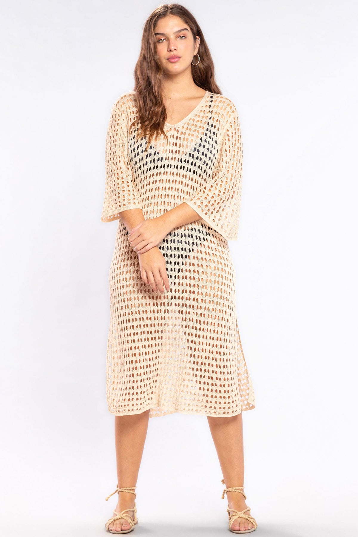 Tricot Mixed Midi Dress