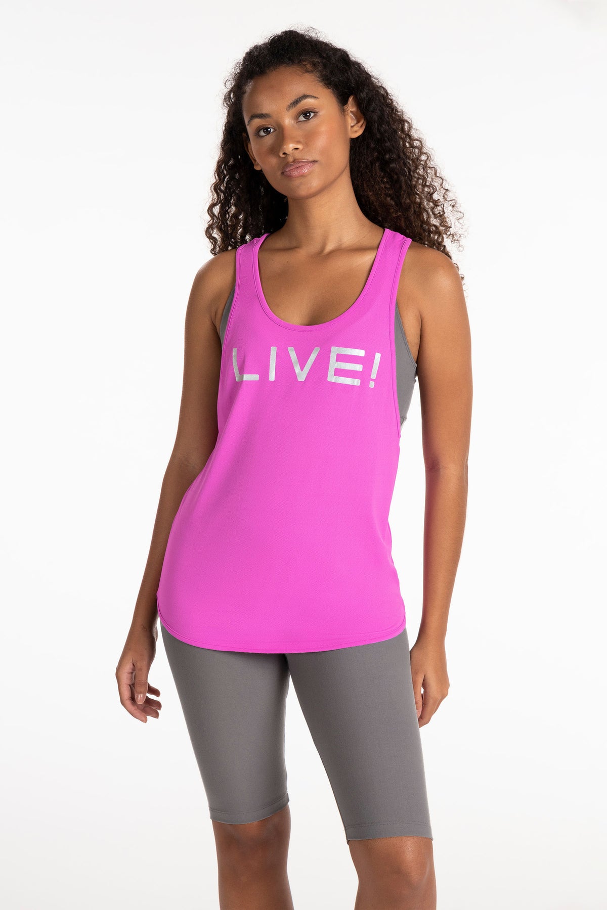 LIVE! Holographic Basic Tank Pink October