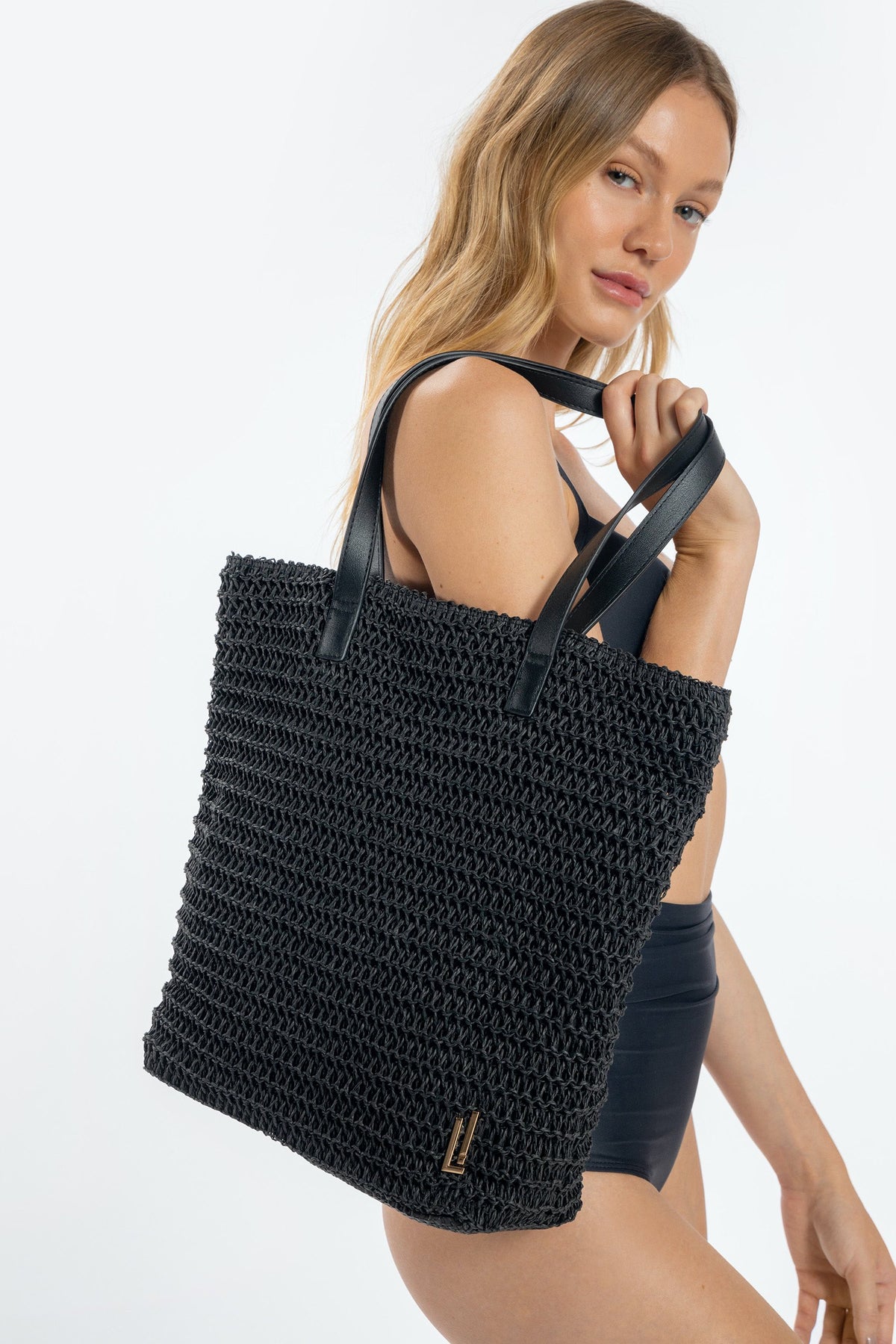 Black Straw Bag